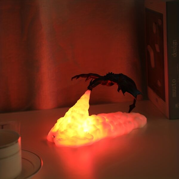 Fire Dragon 3D Night Light Table Lamp for Bedroom and Office - Image 3