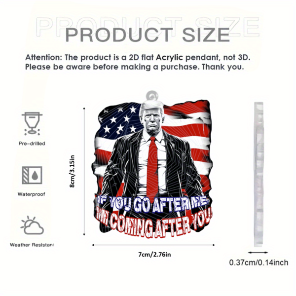 Trump 2024 Take Back America Acrylic Car Ornament and Keychain - 3 Pieces - Image 5