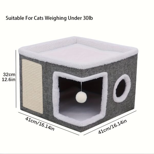 Casa de Luxo para Cães e Gatos com Cama, Placa de Arranhar e Tapete Reforçado - Image 7
