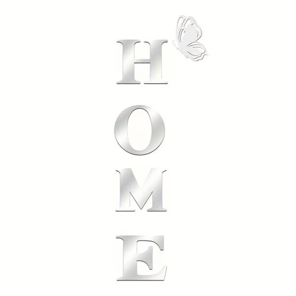 'HOME' acrylic mirror set with creative 3D letters. Modern luxury wall art. - Image 6