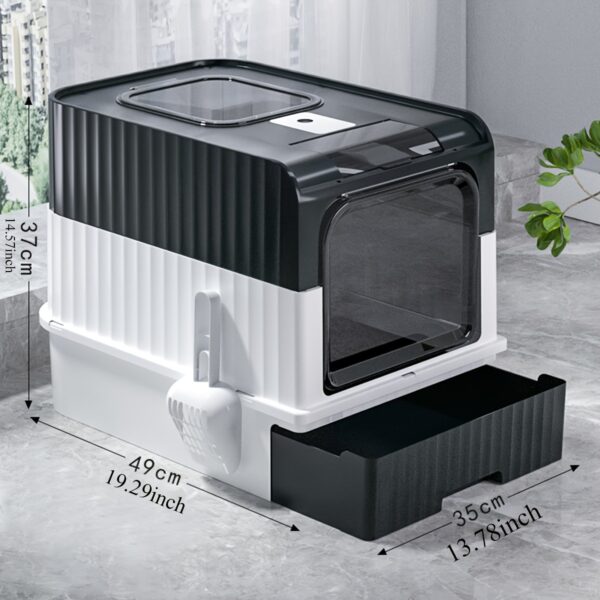 Cat litter box - fully enclosed, extra-large with drawer, splash-proof, odor-isolating, easy to clean