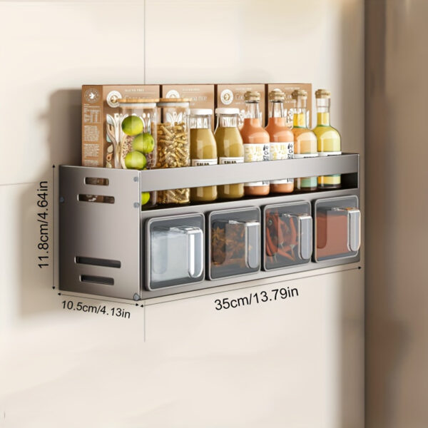 Multifunctional Spice Organizer Set with Polished Aluminum Jars - Image 4