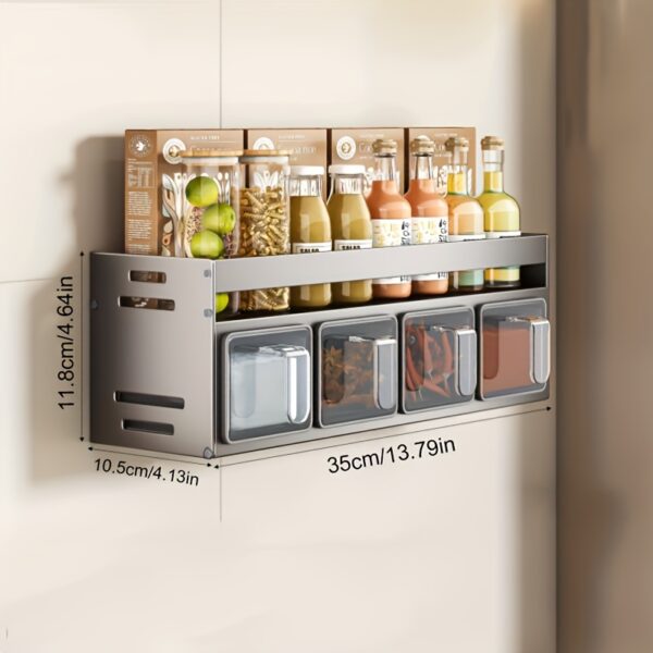 Multifunctional Spice Organizer Set with Polished Aluminum Jars - Image 6
