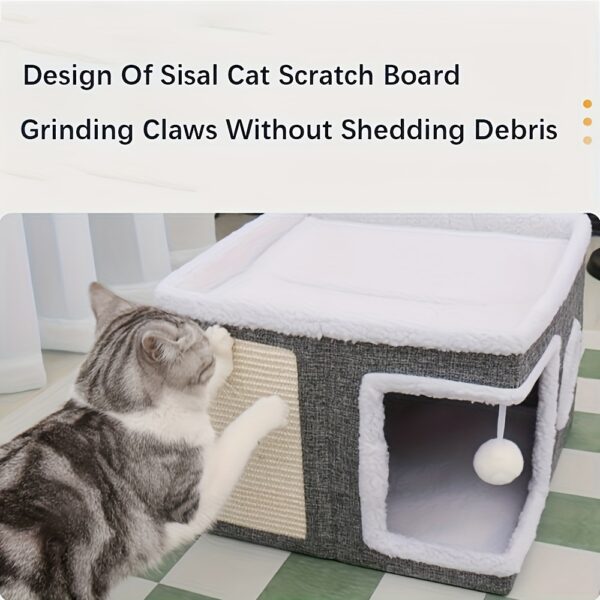 Casa de Luxo para Cães e Gatos com Cama, Placa de Arranhar e Tapete Reforçado - Image 4