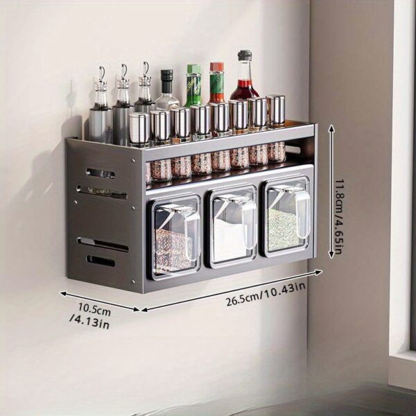 Multifunctional Spice Organizer Set with Polished Aluminum Jars - Image 7