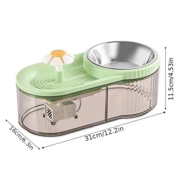Fonte Automática de Água e Comedouro Elevado em Aço Inoxidável para Gatos - Image 6