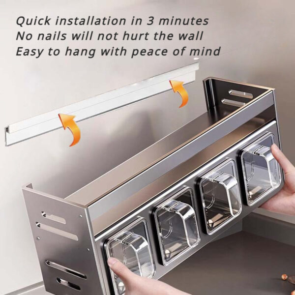 Multifunctional Spice Organizer Set with Polished Aluminum Jars - Image 3
