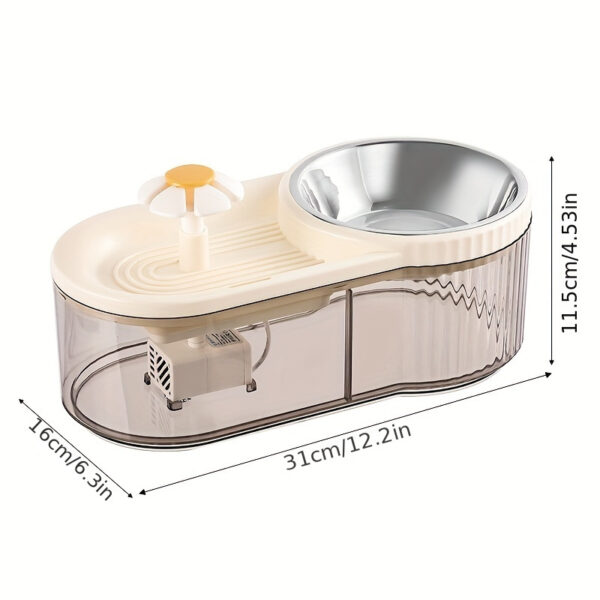 Fonte Automática de Água e Comedouro Elevado em Aço Inoxidável para Gatos - Image 9